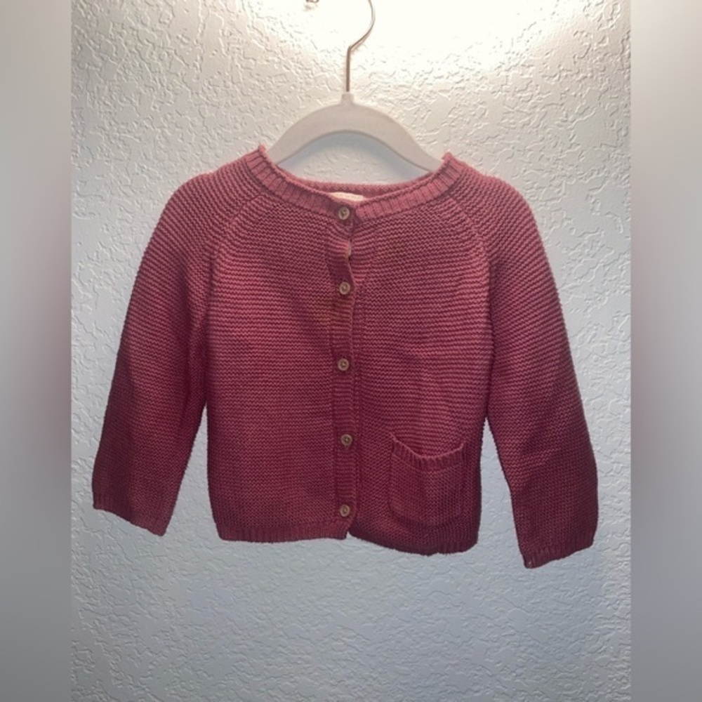 Chelsea & Violet Rose Knit Pink Button Down Cardigan • Size 12 Month